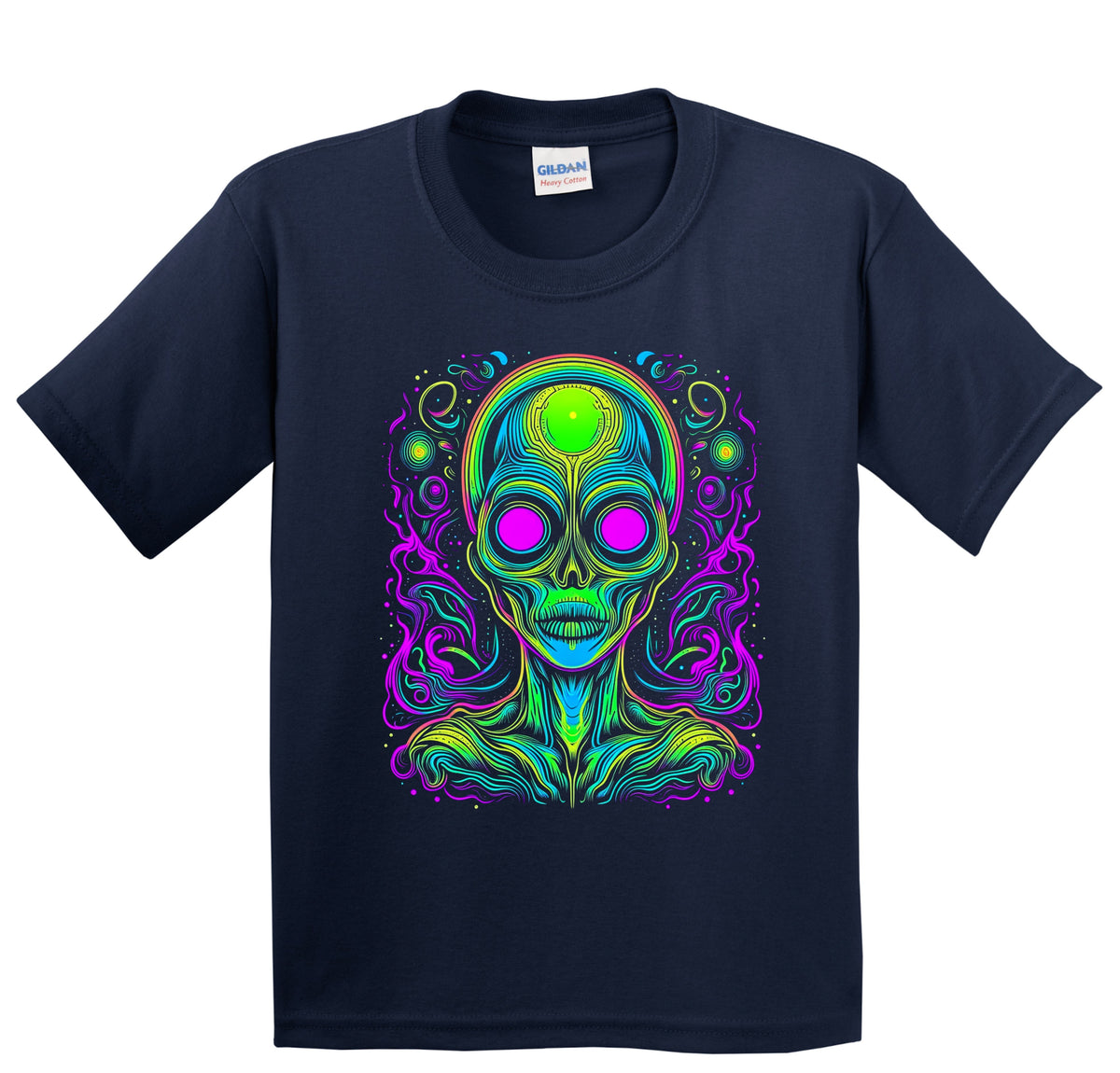 Colorful Bright Space Alien Vibrant Psychedelic Martian Art Youth T-Shirt