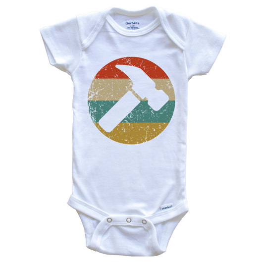 Carpenter Vintage Retro Hammer Circle Icon Baby Onesie