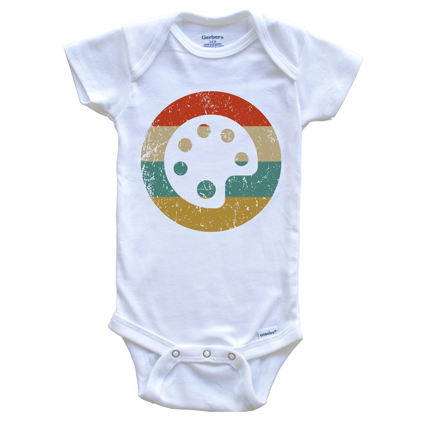 Artist Art Teacher Retro Paint Palette Circle Icon Baby Onesie