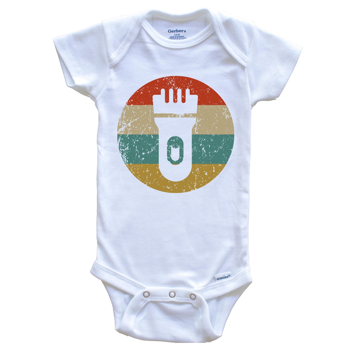 Barber Hairdresser Retro Hair Clippers Circle Icon Baby Onesie