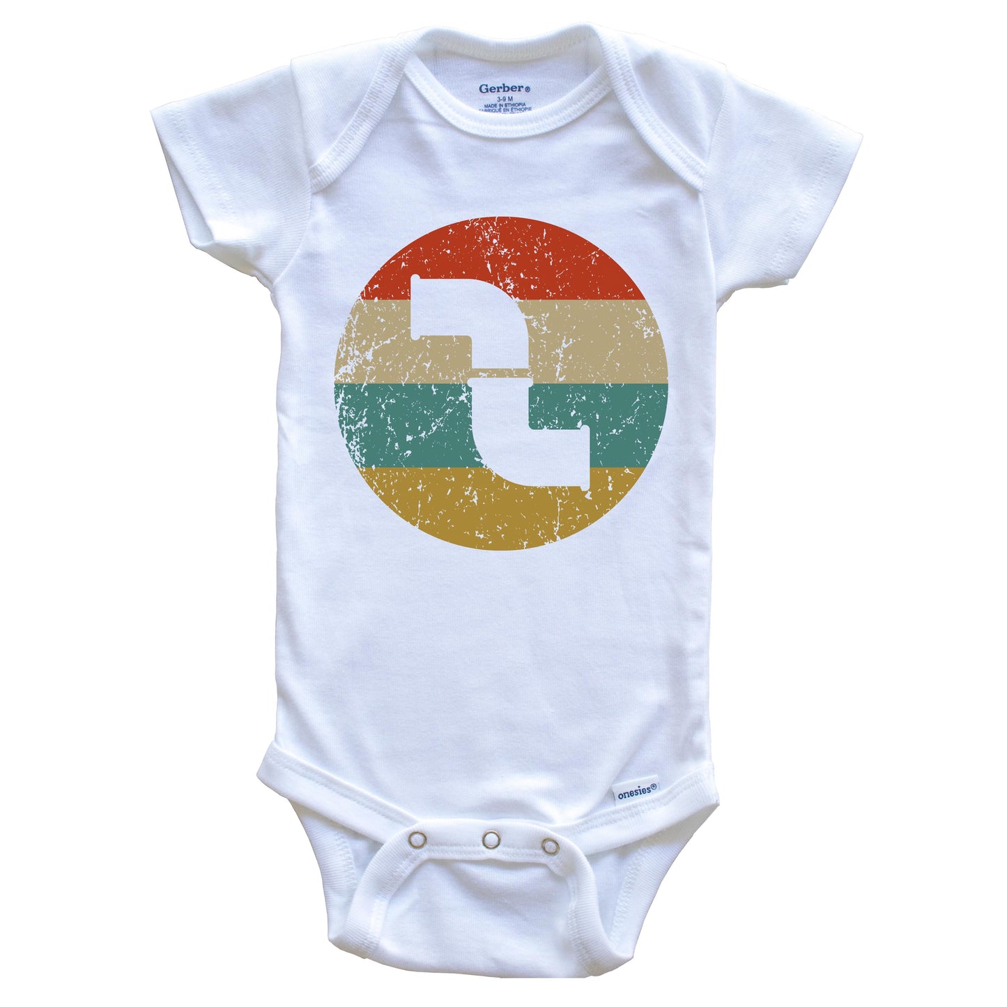Plumber Vintage Retro Water Pipes Circle Icon Baby Onesie