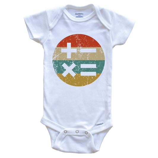 Math Teacher Vintage Retro Math Symbols Circle Icon Baby Onesie