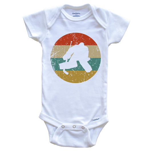 Hockey Vintage Retro Hockey Goalie Circle Icon Baby Onesie
