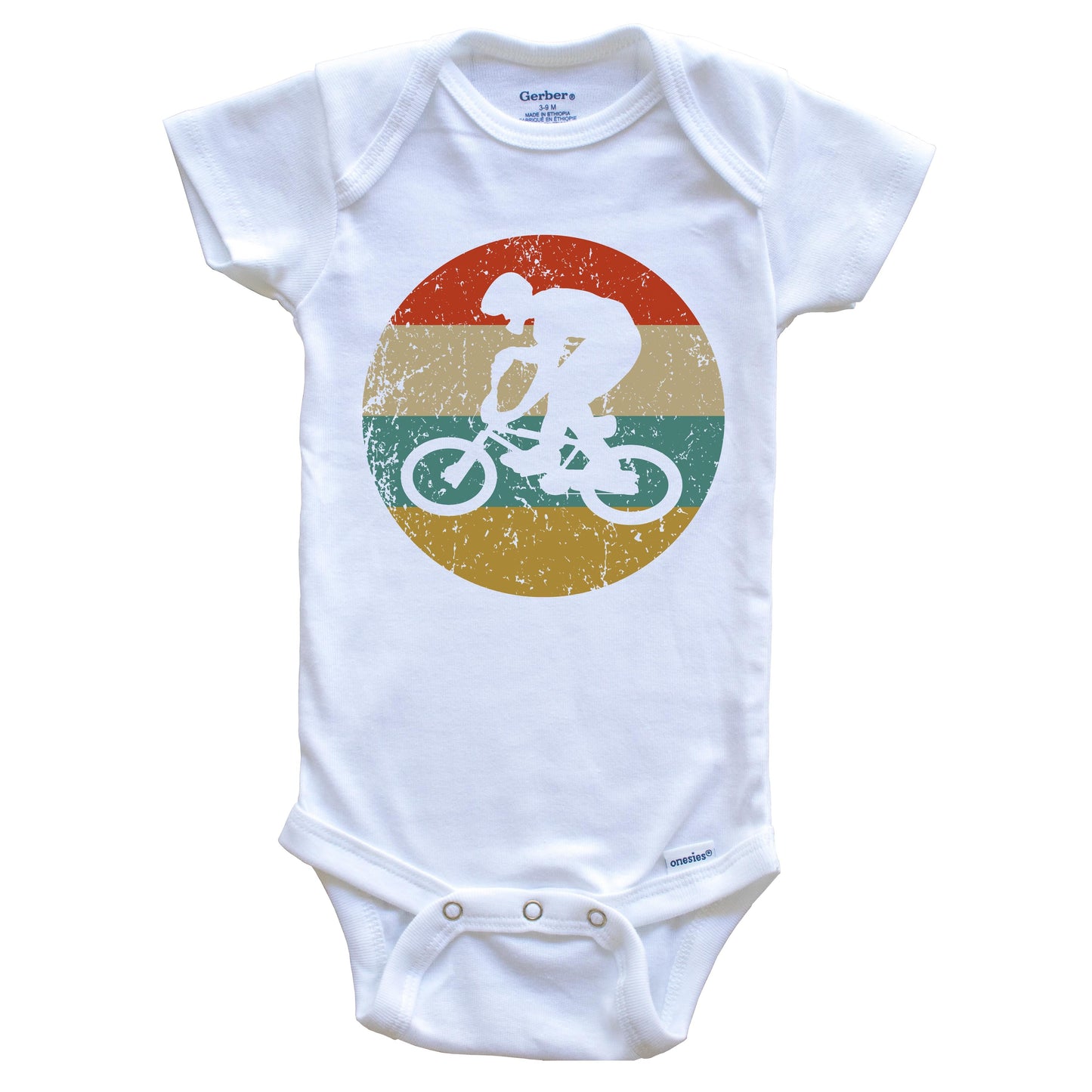 BMX Vintage Retro BMX Bike Rider Circle Icon Baby Onesie