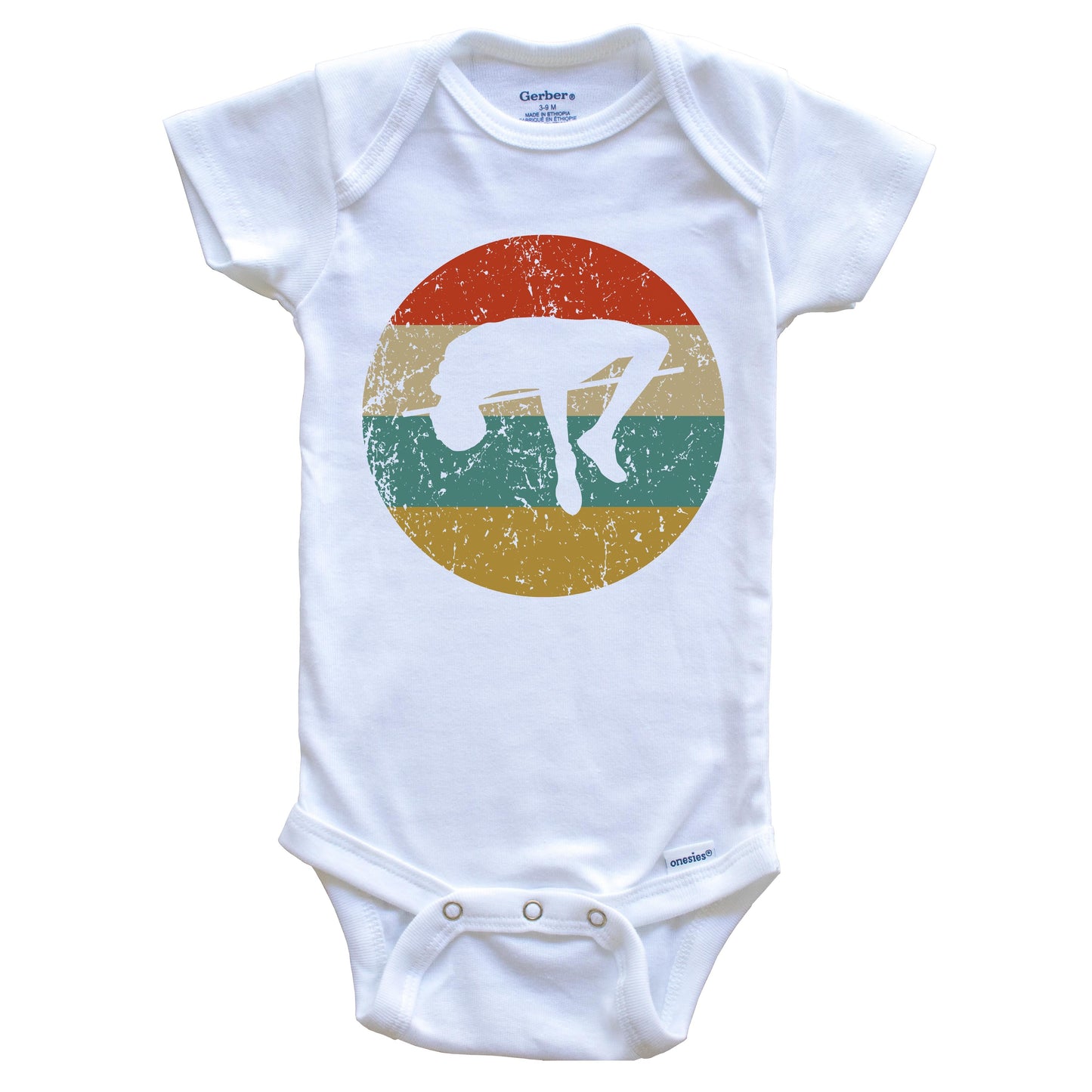High Jump Vintage Retro Track And Field Circle Icon Baby Onesie