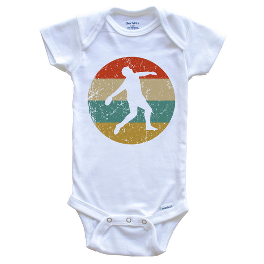 Discus Throw Vintage Retro Track And Field Circle Icon Baby Onesie