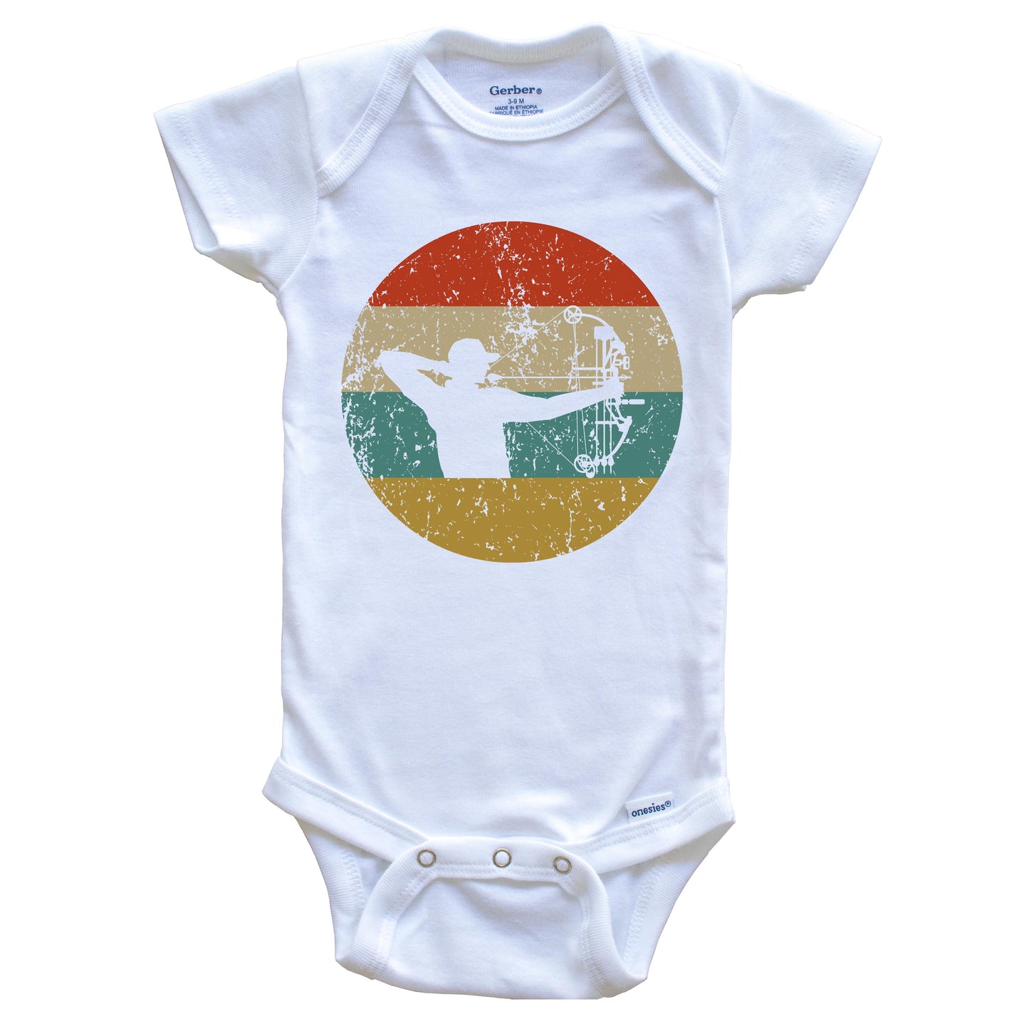 Bow Hunting Vintage Retro Archery Circle Icon Baby Onesie
