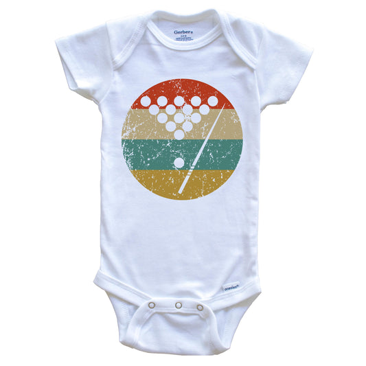 Billiards Vintage Retro Pool Circle Icon Baby Onesie