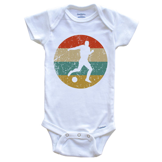 Soccer Vintage Retro Soccer Player Circle Icon Baby Onesie