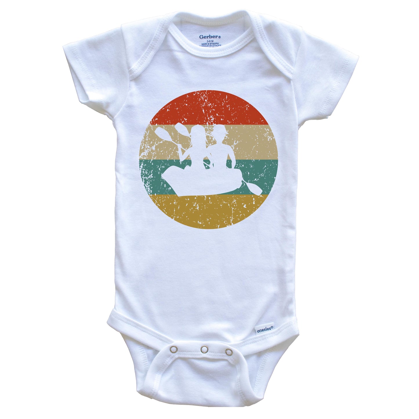 Canoeing Vintage Retro Canoe Circle Icon Baby Onesie
