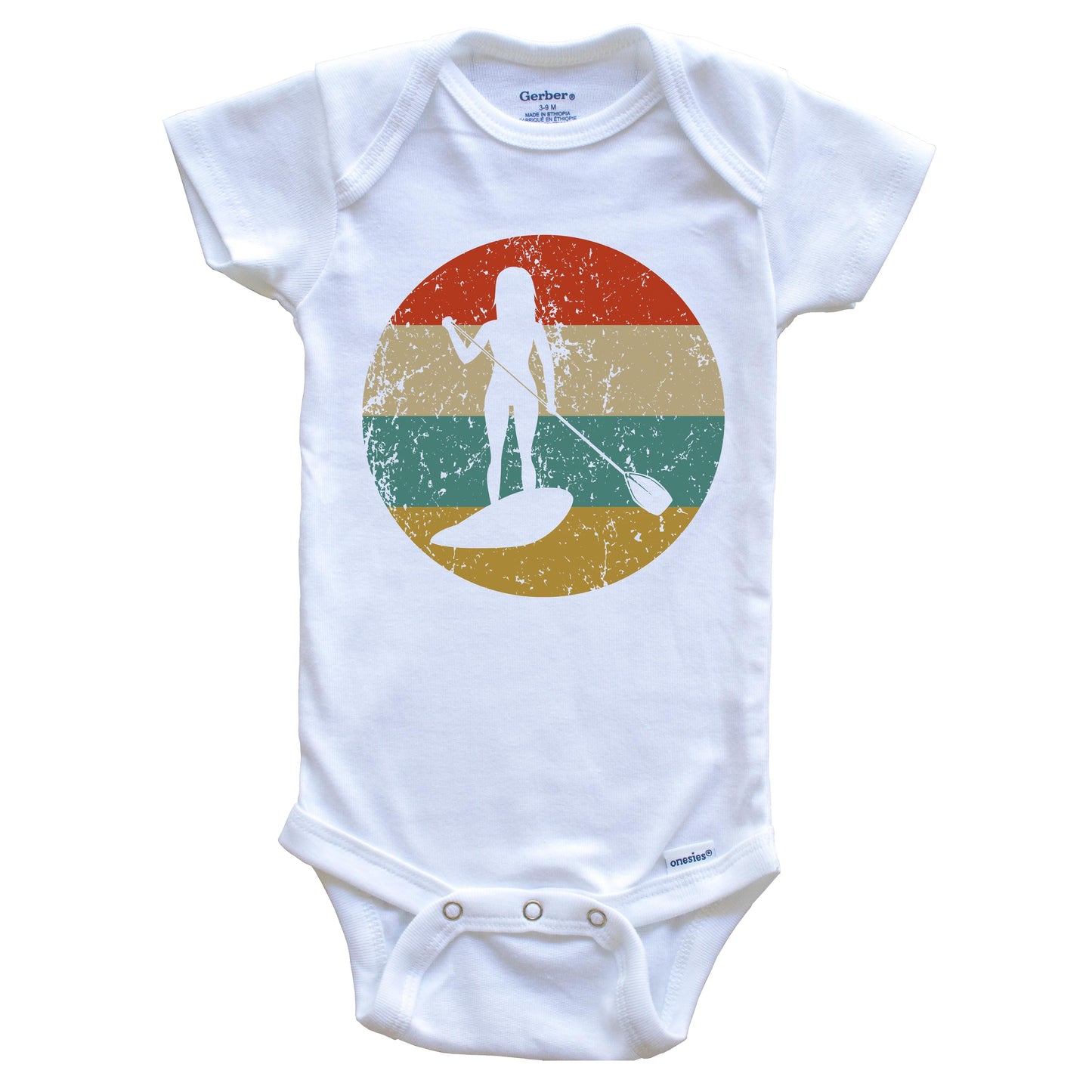 Paddleboarding Vintage Retro Paddleboard Circle Icon Baby Onesie