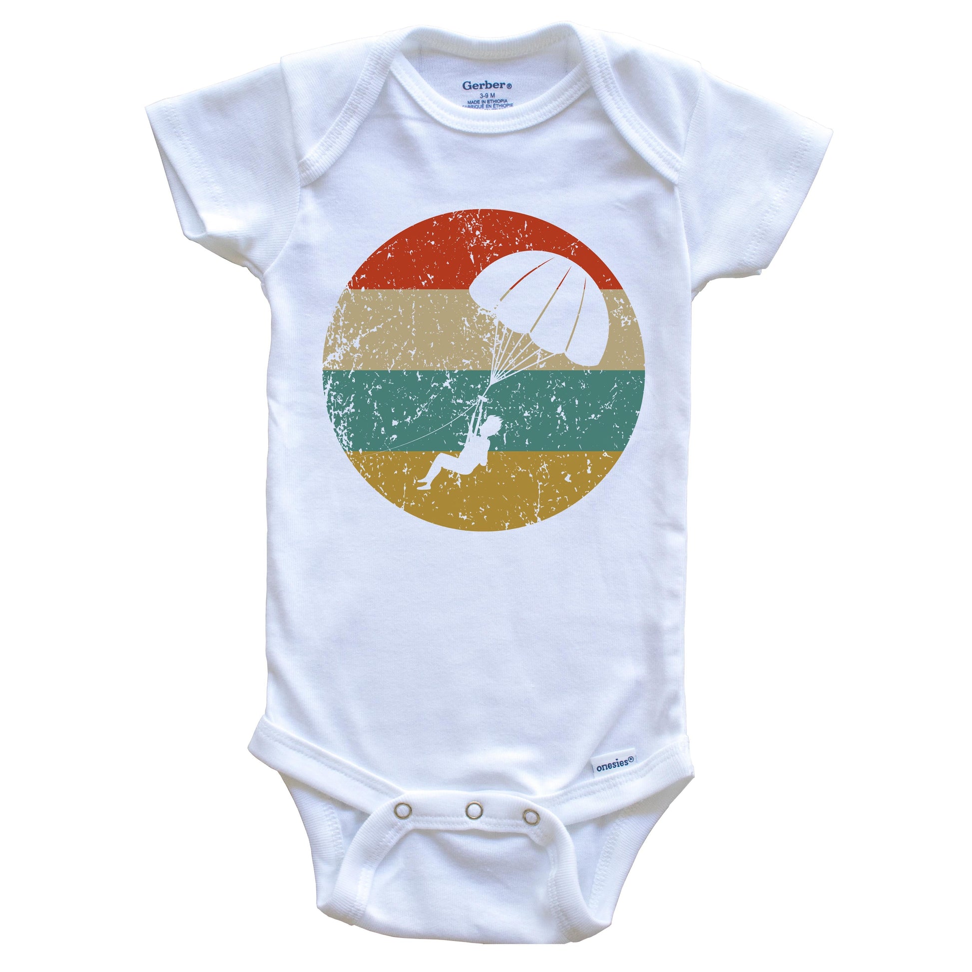 Parasailing Vintage Retro Parasailer Circle Icon Baby Onesie