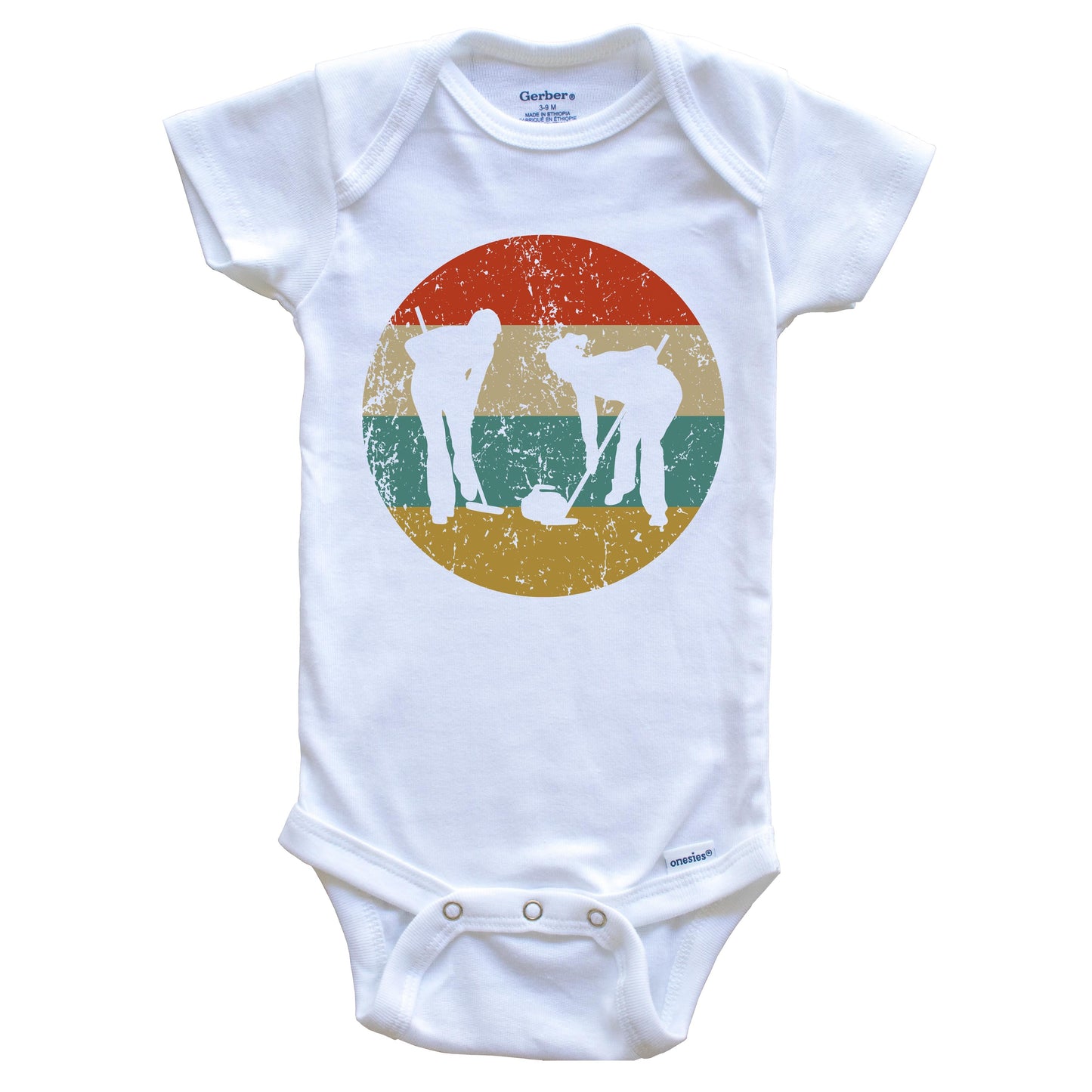 Curling Vintage Retro Curler Circle Icon Baby Onesie