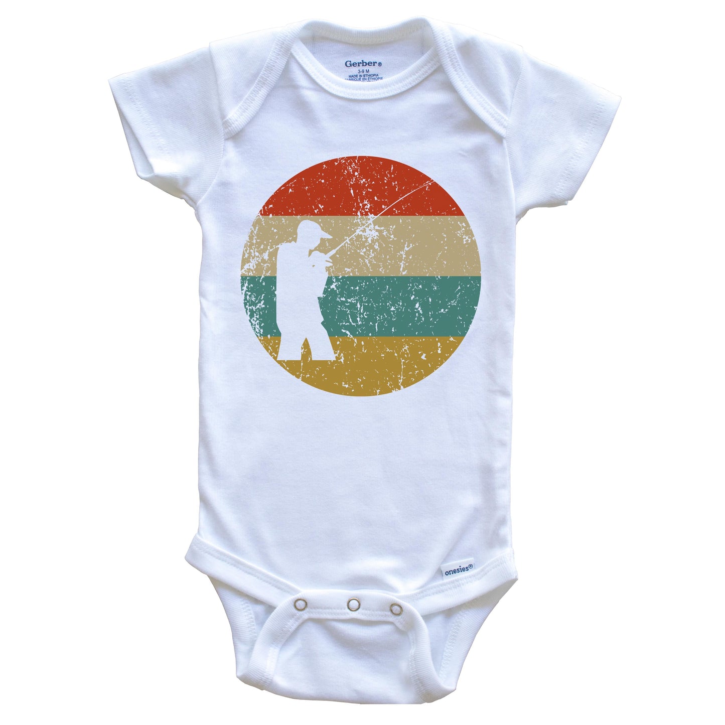 Fishing Vintage Retro Fisherman Circle Icon Baby Onesie