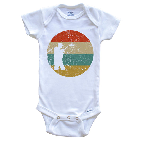Fishing Vintage Retro Fisherman Circle Icon Baby Onesie