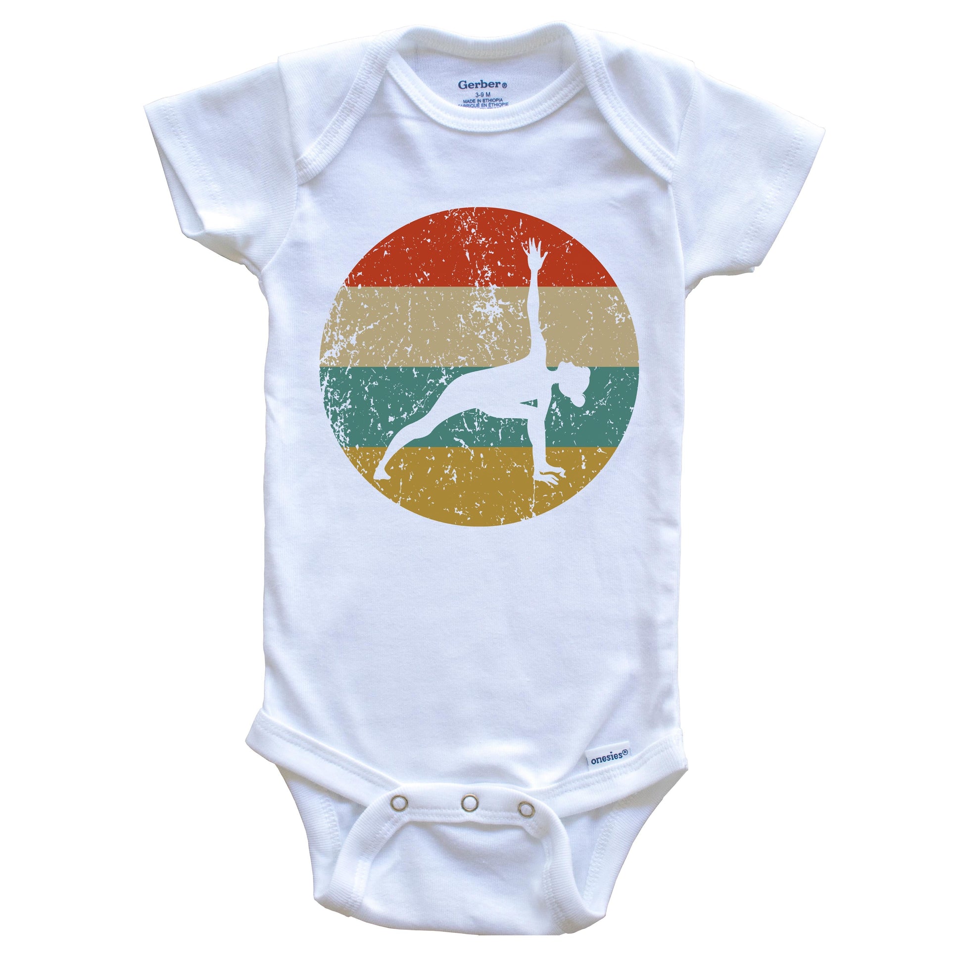 Yoga Vintage Retro Yoga Pose Circle Icon Baby Onesie
