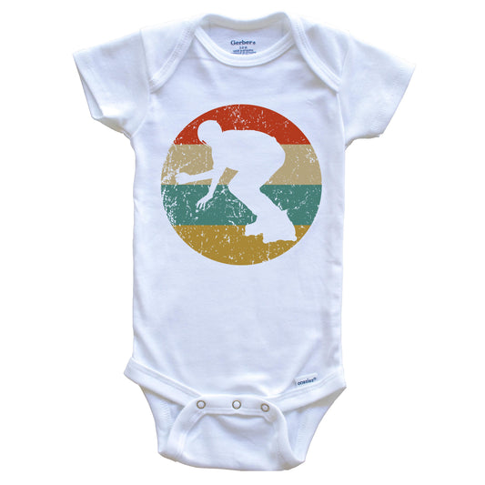 Inline Skating Vintage Retro Skater Circle Icon Baby Onesie