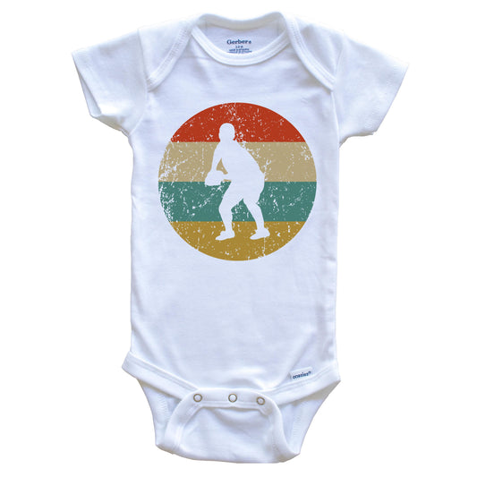 Rugby Vintage Retro Rugby Player Circle Icon Baby Onesie
