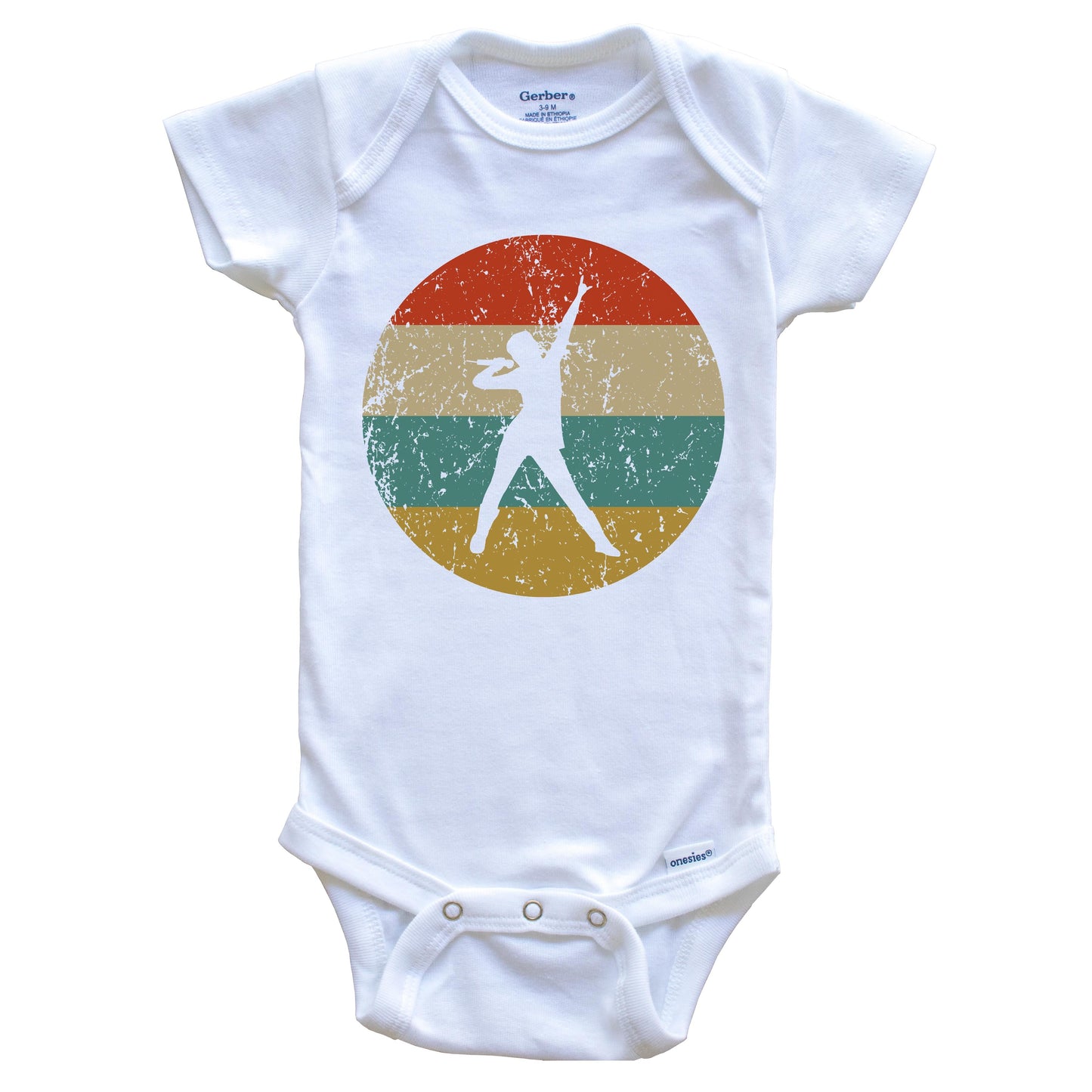 Karaoke Singer Vintage Retro Music Circle Icon Baby Onesie