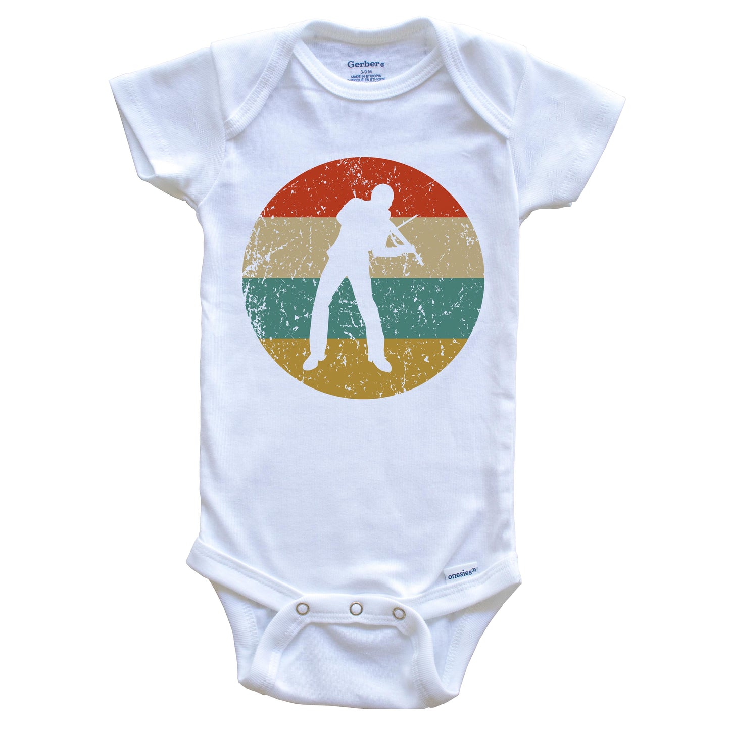 Violin Vintage Retro Music Circle Icon Baby Onesie
