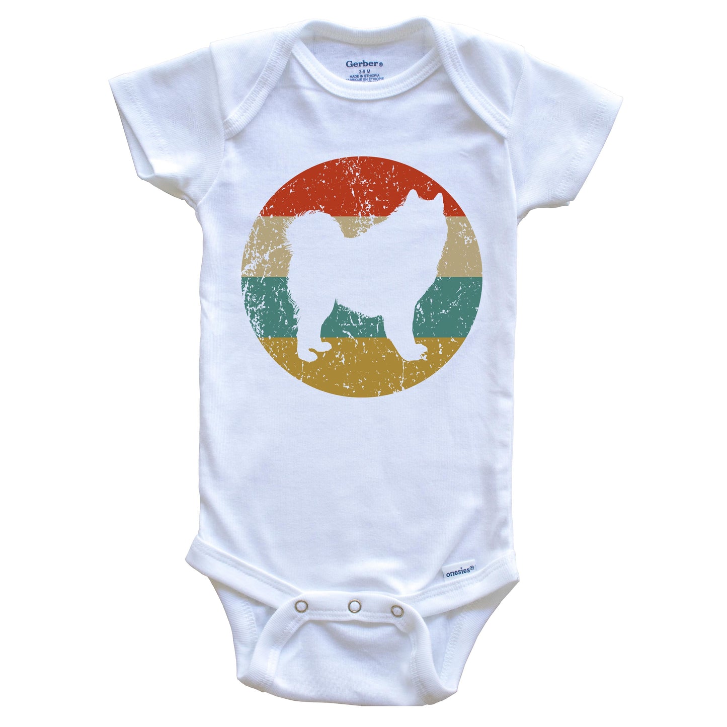 Samoyed Vintage Retro Samoyed Dog Circle Icon Baby Onesie