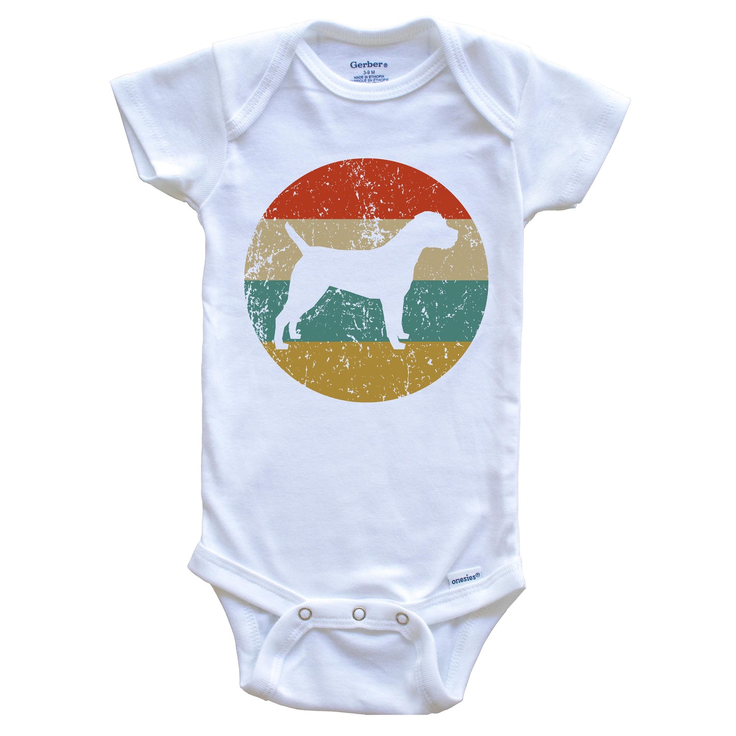Border Terrier Retro Border Terrier Dog Circle Icon Baby Onesie