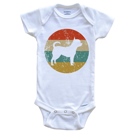 Chihuahua Vintage Retro Chihuahua Dog Circle Icon Baby Onesie