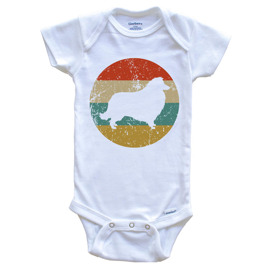Collie Vintage Retro Collie Dog Circle Icon Baby Onesie