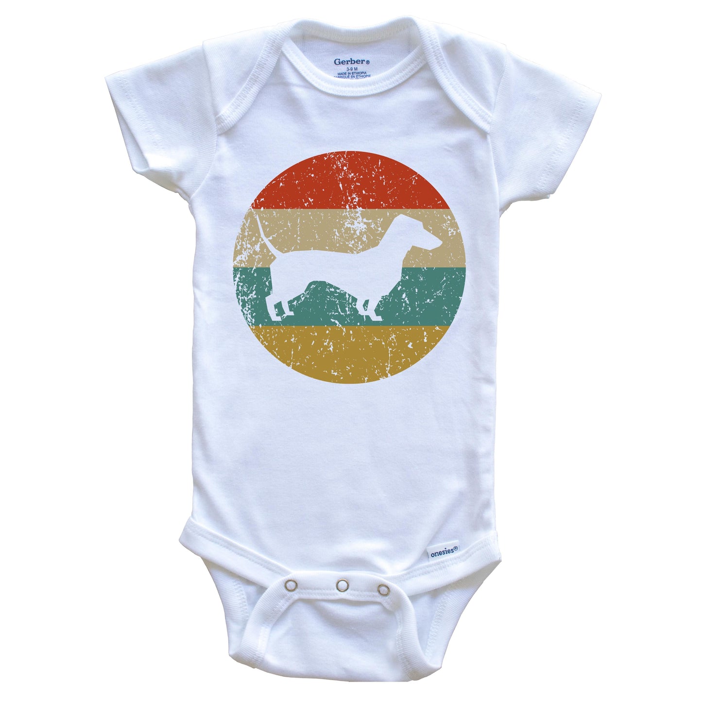 Dachshund Vintage Retro Dachshund Dog Circle Icon Baby Onesie