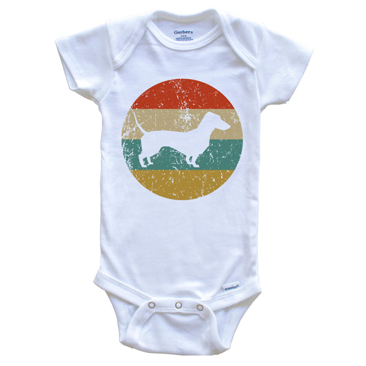 Dachshund Vintage Retro Dachshund Dog Circle Icon Baby Onesie