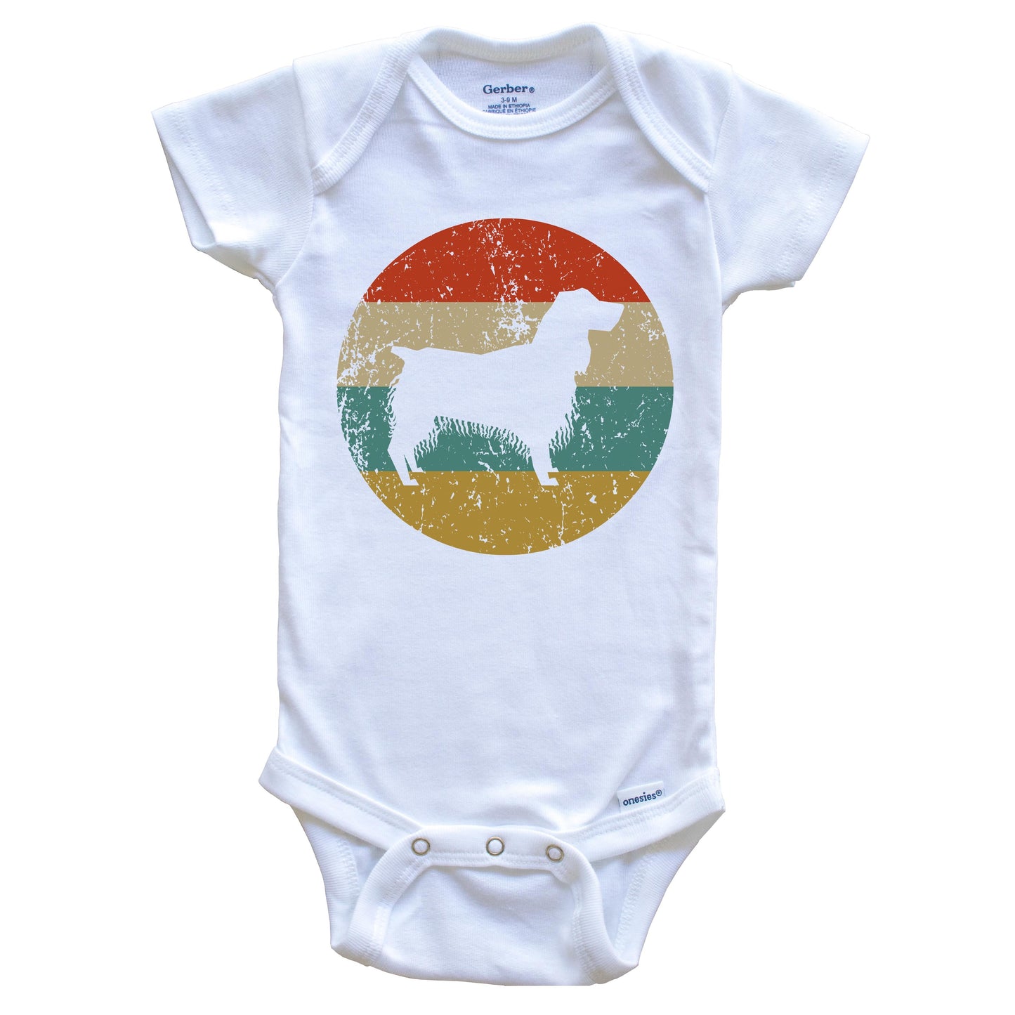 English Springer Spaniel Vintage Retro Dog Circle Icon Baby Onesie