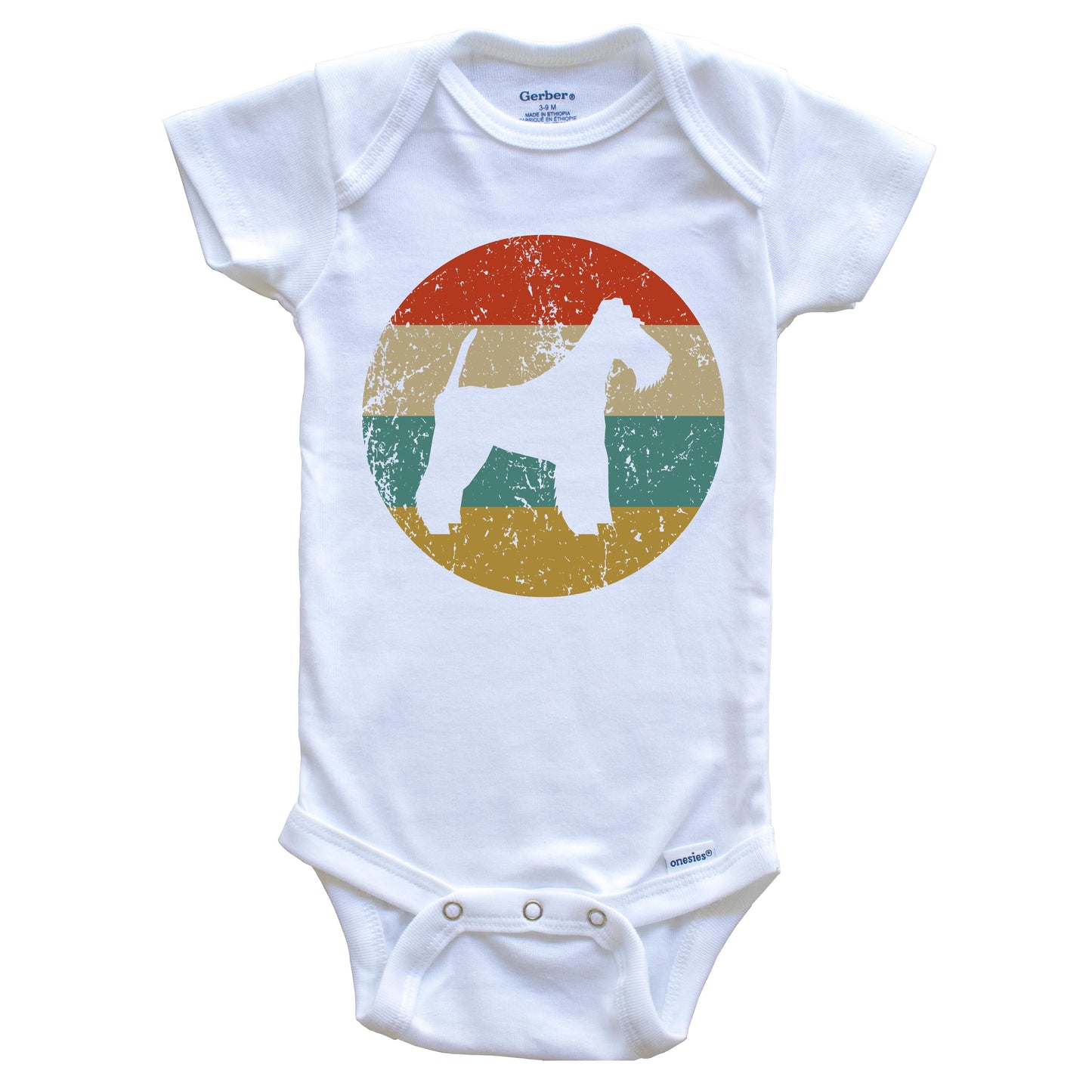 Fox Terrier Vintage Retro Fox Terrier Dog Circle Icon Baby Onesie