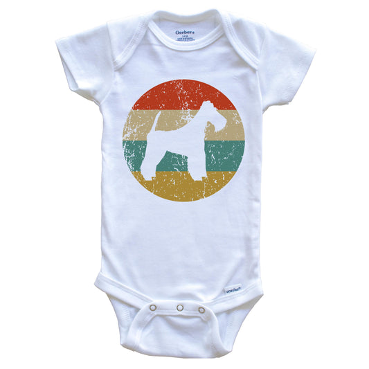 Fox Terrier Vintage Retro Fox Terrier Dog Circle Icon Baby Onesie