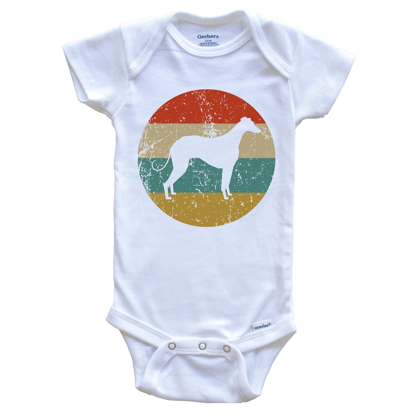 Greyhound Vintage Retro Greyhound Dog Circle Icon Baby Onesie