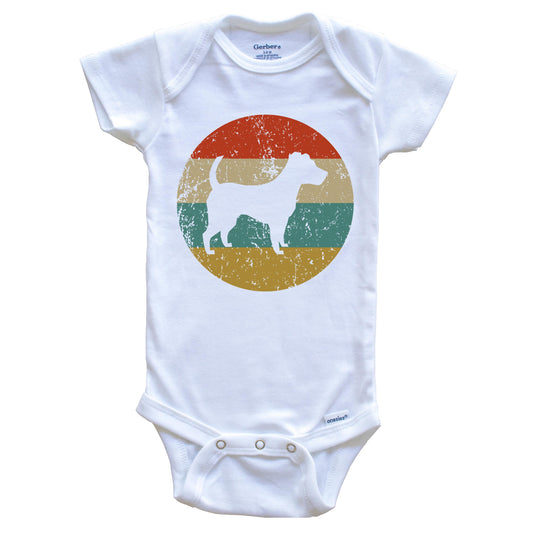 Jack Russell Terrier Vintage Retro Dog Circle Icon Baby Onesie