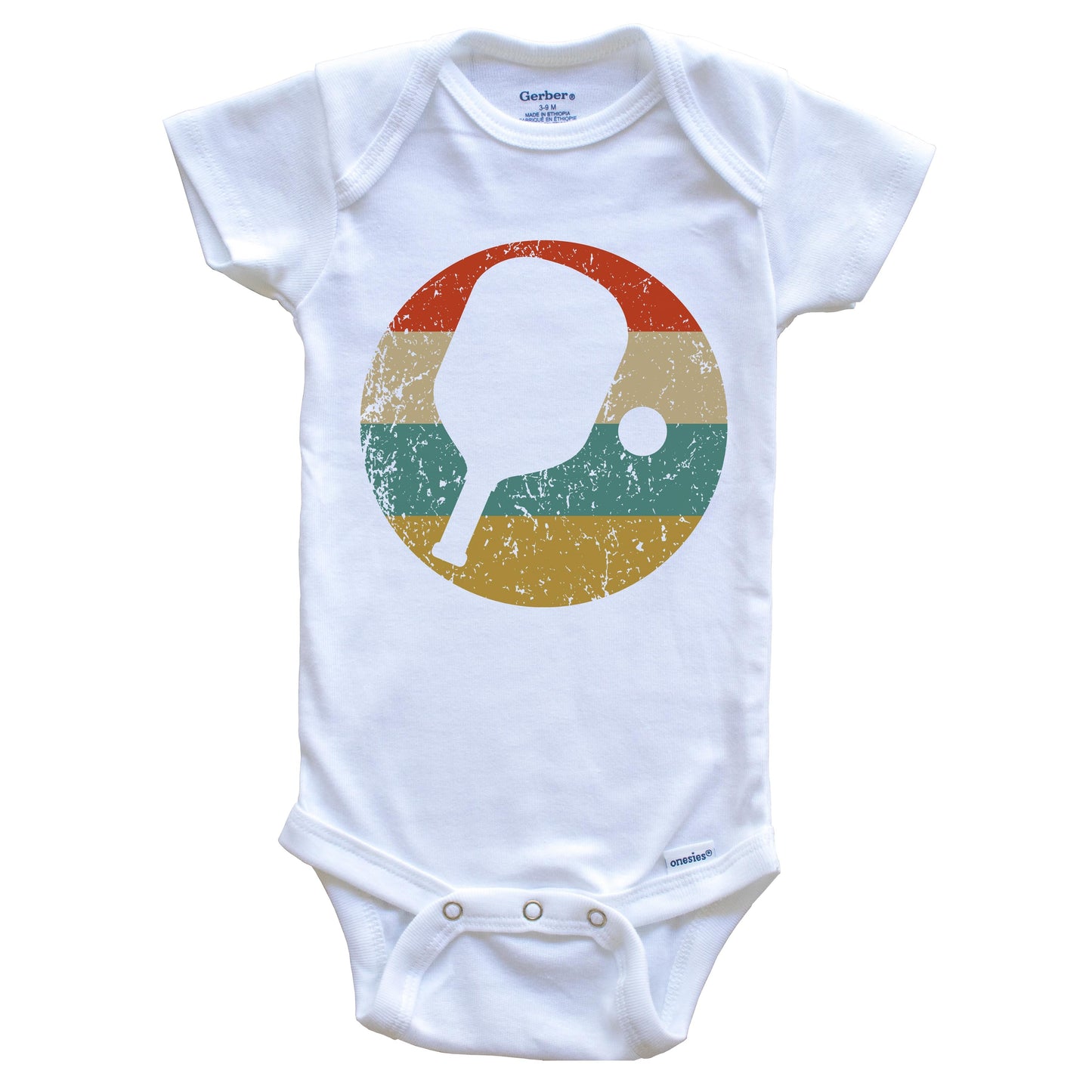 Pickleball Vintage Retro Pickleball Paddle Circle Icon Baby Onesie