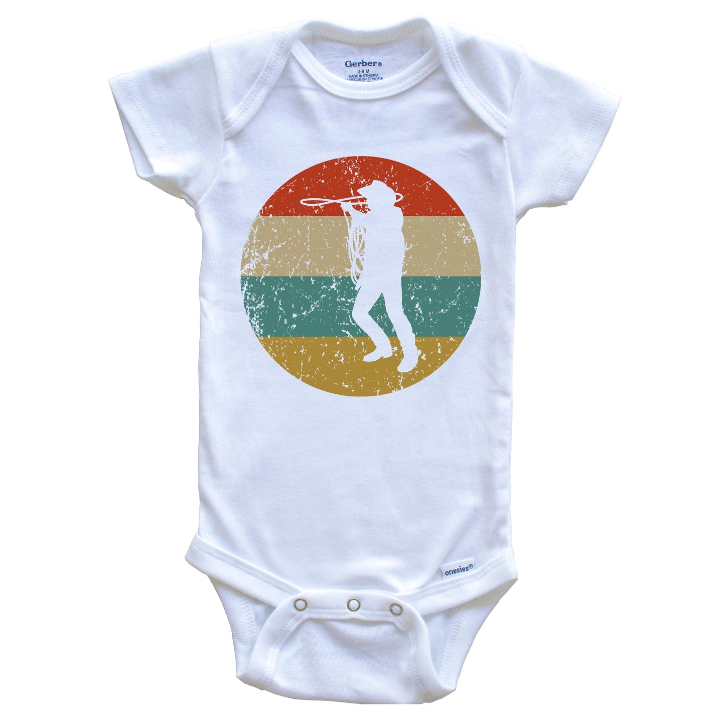 Cowboy Vintage Retro Style Wild West Circle Icon Baby Onesie