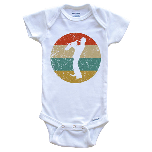 Saxophone Player Vintage Retro Style Music Circle Icon Baby Onesie