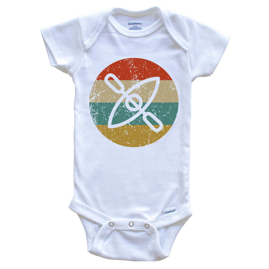 Kayak Vintage Retro Style Kayaking Circle Icon Baby Onesie