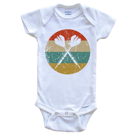 Darts Vintage Retro Style Darts Circle Icon Baby Onesie