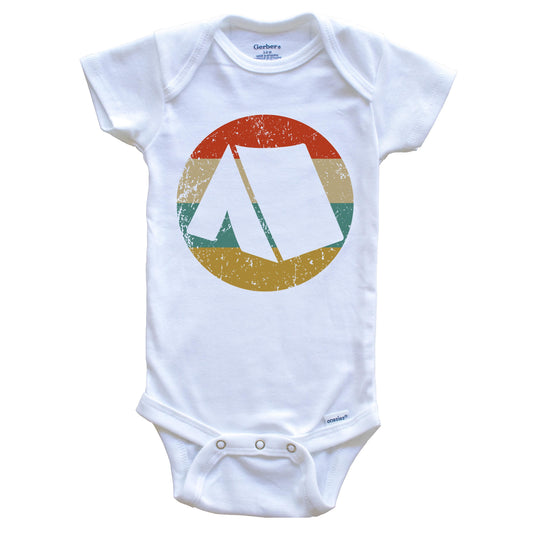 Outdoors Camping Vintage Retro Tent Circle Icon Baby Onesie