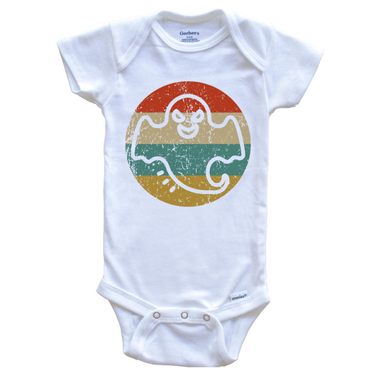 Halloween Vintage Retro Ghost Circle Icon Baby Onesie