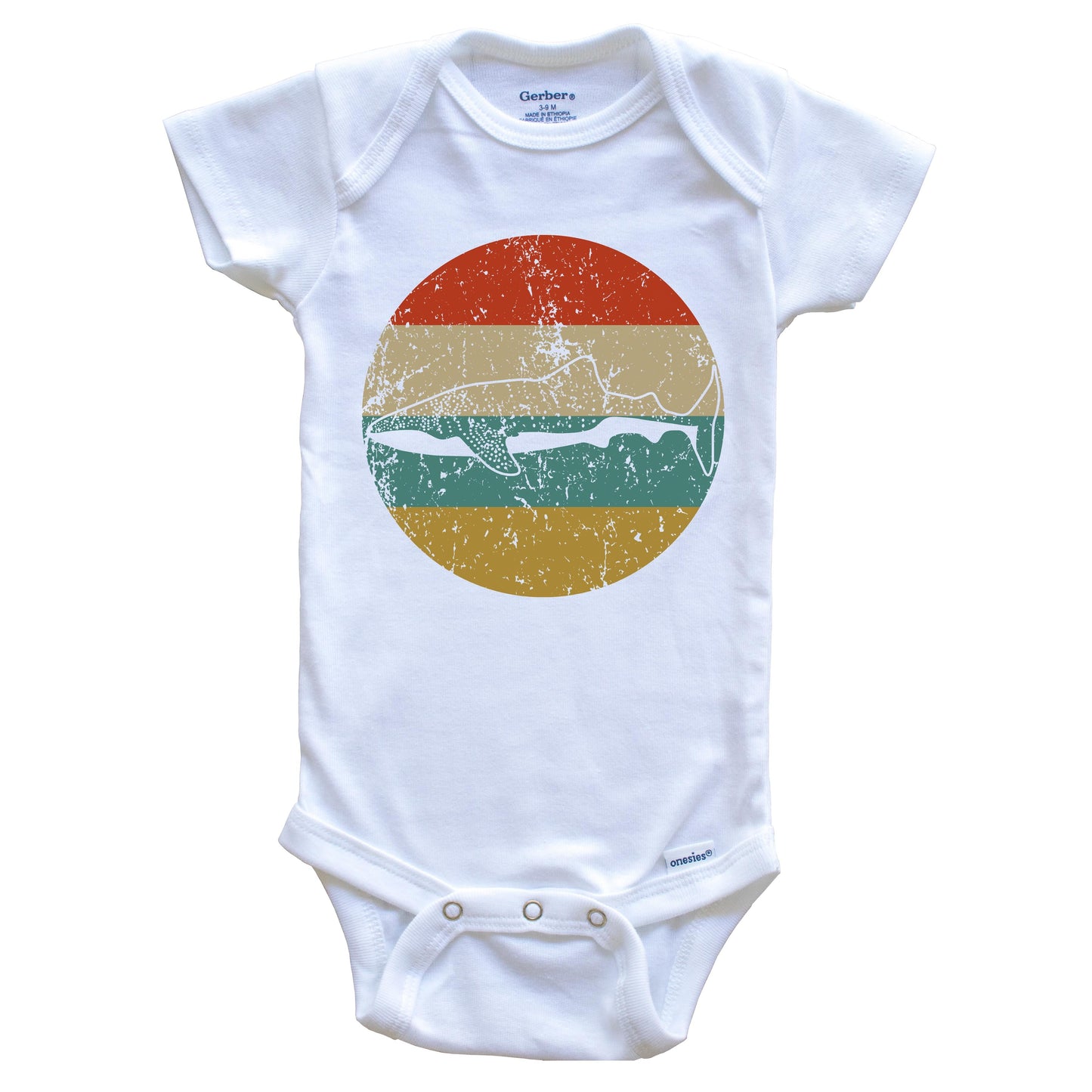 Whale Shark Vintage Retro Shark Circle Icon Baby Onesie