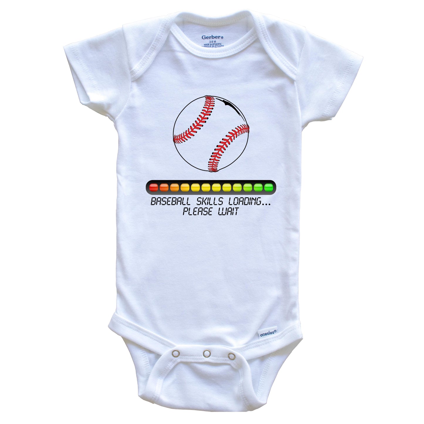 Baseball Skills Loading Please Wait Funny Baby Onesie