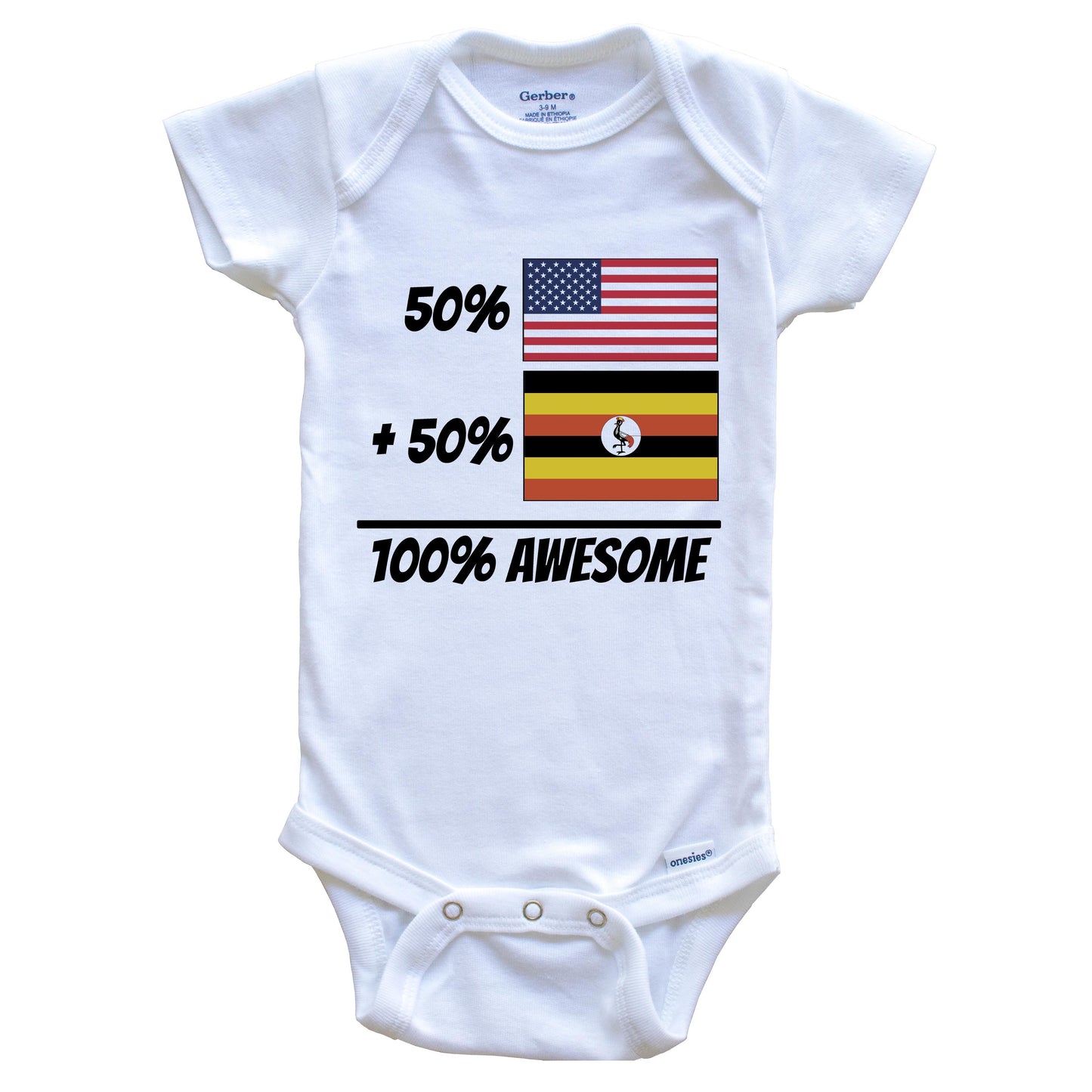 50% American Plus 50% Ugandan Equals 100% Awesome Cute Uganda Flag Baby Onesie