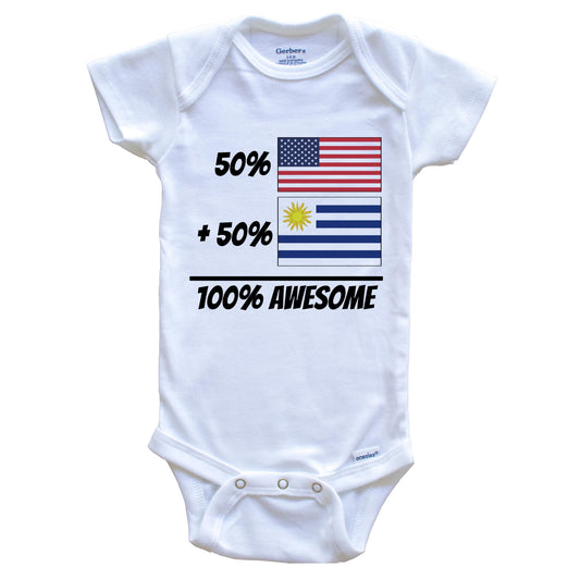 50% American Plus 50% Uruguayan Equals 100% Awesome Cute Uruguay Flag Baby Onesie