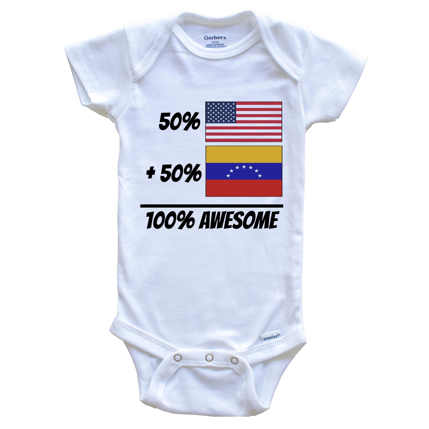 50% American Plus 50% Venezuelan Equals 100% Awesome Cute Venezuela Flag Baby Onesie