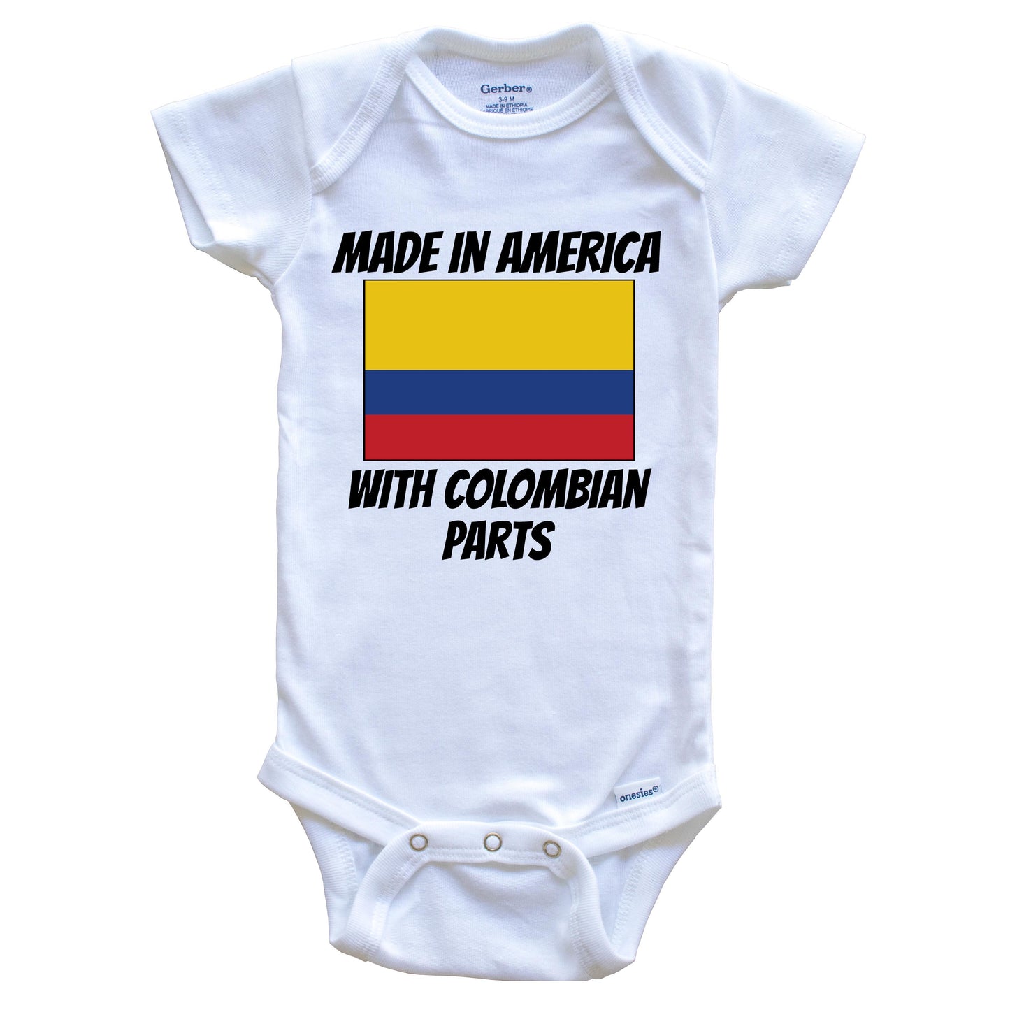 Made In America With Colombian Parts Colombia Flag Funny Baby Onesie