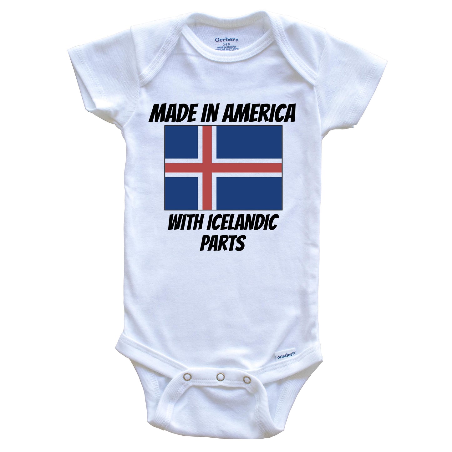 Made In America With Icelandic Parts Iceland Flag Funny Baby Onesie