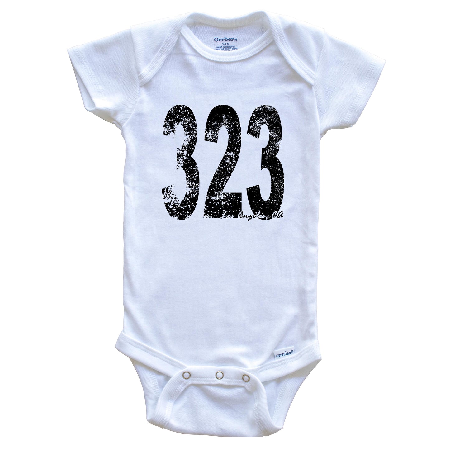 323 Los Angeles California Area Code Baby Onesie - One Piece Baby Bodysuit